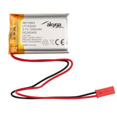 Baterie Li-Po LP103040 Akyga AKY0663 3.7V / 1200mAh PCM JST 2-Pin Conector 150mm